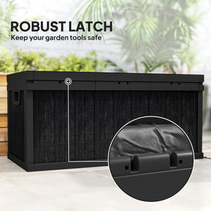 Outdoor Resin Storage Box with Handles, Waterproof for Garden Tools, Black