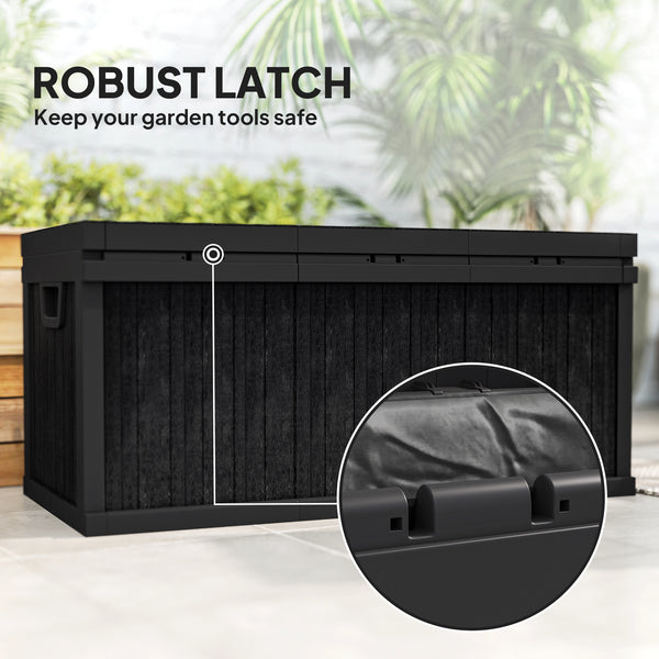 Outdoor Resin Storage Box with Handles, Waterproof for Garden Tools, Black