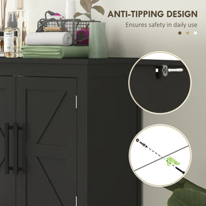 Bathroom Storage Cabinet with Barn Doors and Adjustable Shelf, Black