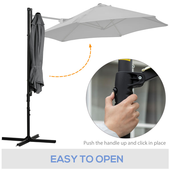 8.5-foot cantilever parasol with 360° rotation and cross base, dark grey