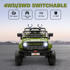 12V electric car with remote control, dark green