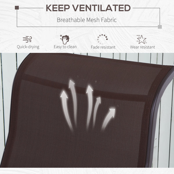 Breathable Mesh Fabric Garden Chair Rocking Seat for Patio Yard Porch Brown