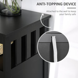 Wooden Storage Buffet with 2-Tier Cabinet and Open Shelf, Black