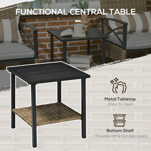 5-piece PE rattan garden furniture set, khaki