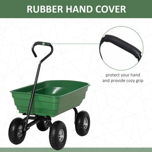 Steel garden cart with handle and 10" pneumatic tires