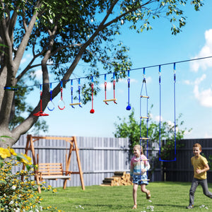 Ninja Warrior Obstacle Course with Swing, Monkey Bars, Climbing Ladder