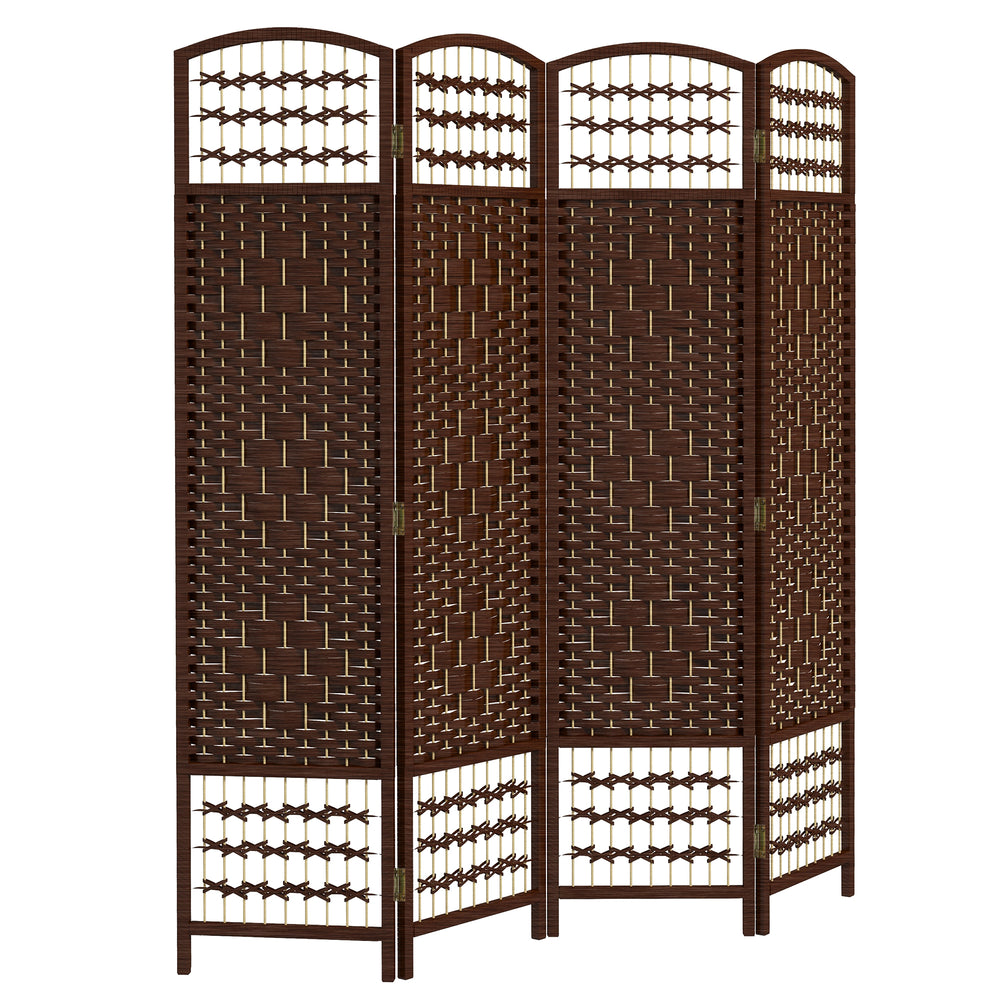 4-panel folding partition wall made of corrugated fiber, brown