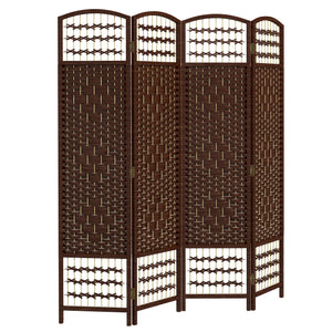 4-panel folding partition wall made of corrugated fiber, brown
