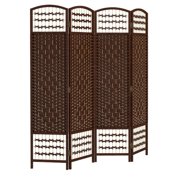 4-panel folding partition wall made of corrugated fiber, brown