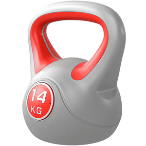 31 lb kettlebell with wide handle and stable base – Red and gray