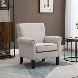 Upholstered accent chair with soft velvet fabric, grey