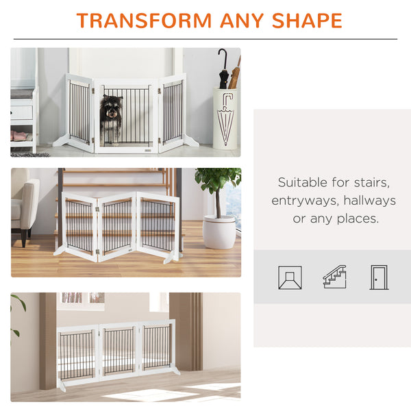 Freestanding foldable barrier with 2 support legs, white