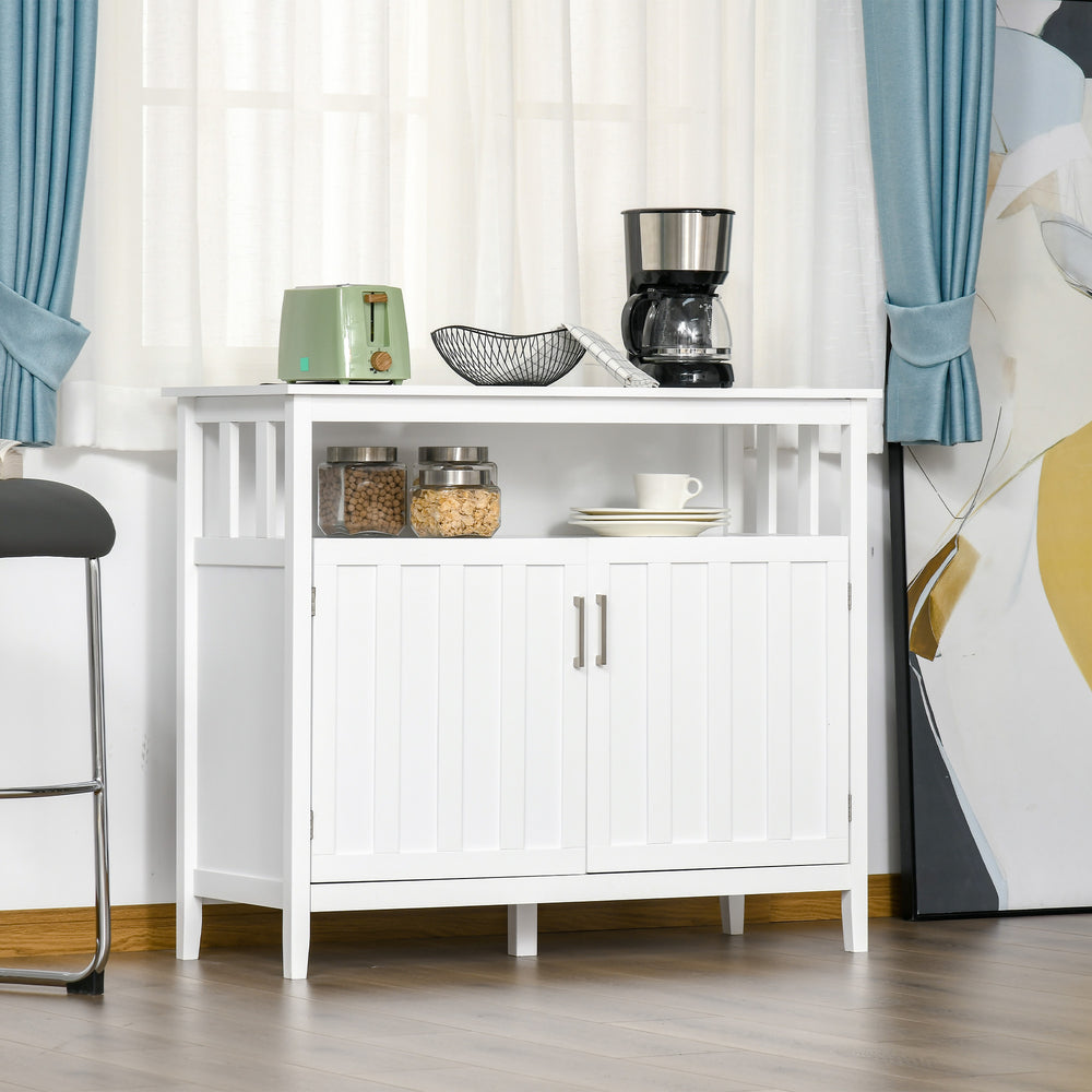 Sideboard/storage cabinet with 2 doors and adjustable shelves for kitchen and dining room, white