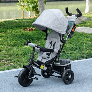 6 in 1 tricycle with parent handle, gray