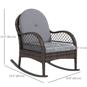 Set of 2 wicker rocking chairs, grey