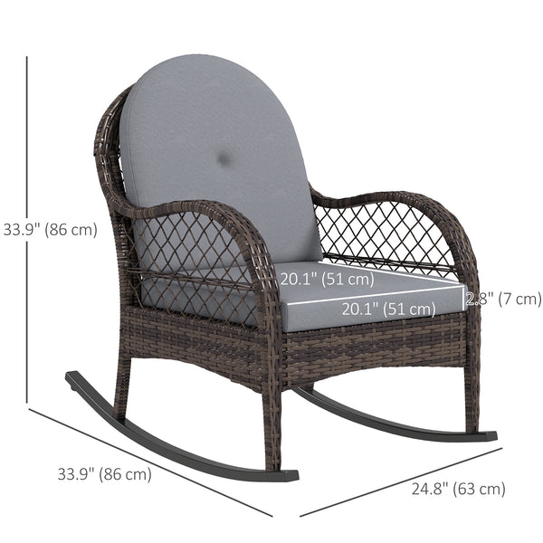 Set of 2 wicker rocking chairs, grey