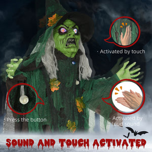 6ft Life Size Halloween Decoration, Animated Witch with Sound and Motion Activated, Light-Up Eyes, Spooky Sound