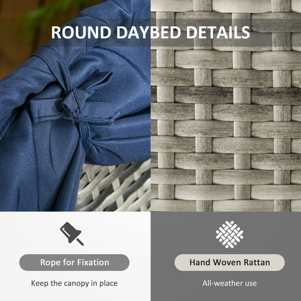 4-piece garden sofa bed with retractable canopy, dark blue