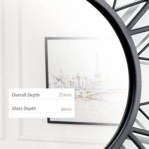 Modern flower wall mirror, black