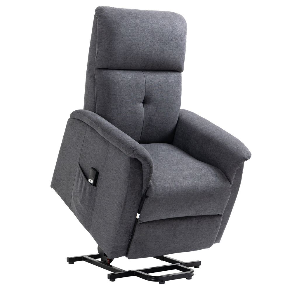 Electric Recliner Lift Chair with Remote Control and Side Pocket, Grey