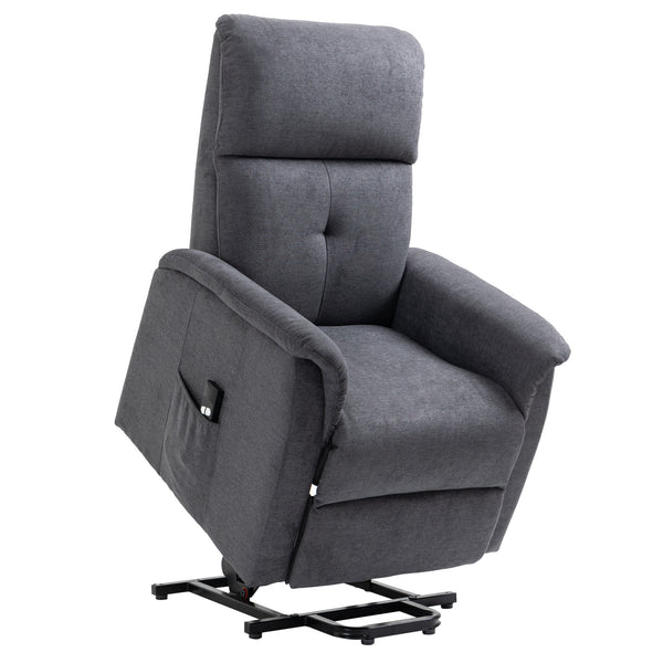 Electric Recliner Lift Chair with Remote Control and Side Pocket, Grey