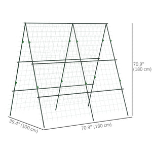 Metal trellis with netting for cucumbers and other climbing plants