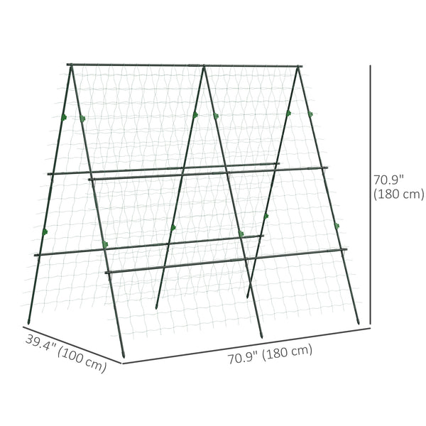 Metal trellis with netting for cucumbers and other climbing plants
