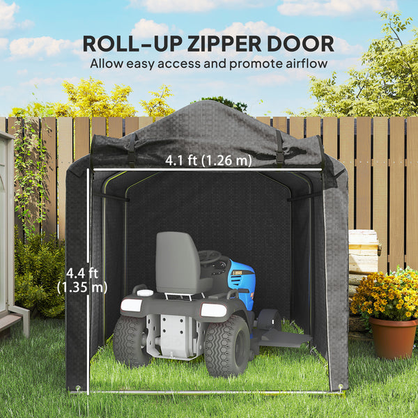UV-resistant portable garden shed with roll-up zippered door, black