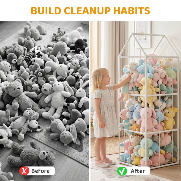 52" Stuffed Animal Storage Hammock with Elastic Cords, White