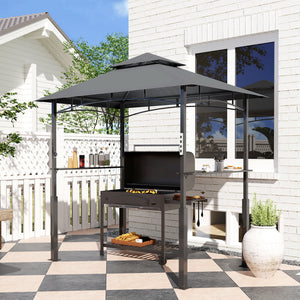 Two-tier barbecue gazebo with LED lighting, dark grey