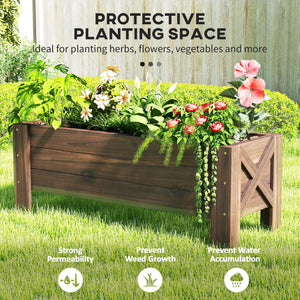 Raised planter, carbonized finish