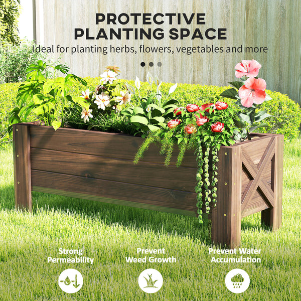 Raised planter, carbonized finish