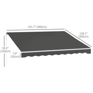 9.8 x 11.8 ft retractable electric awning with remote control, grey 