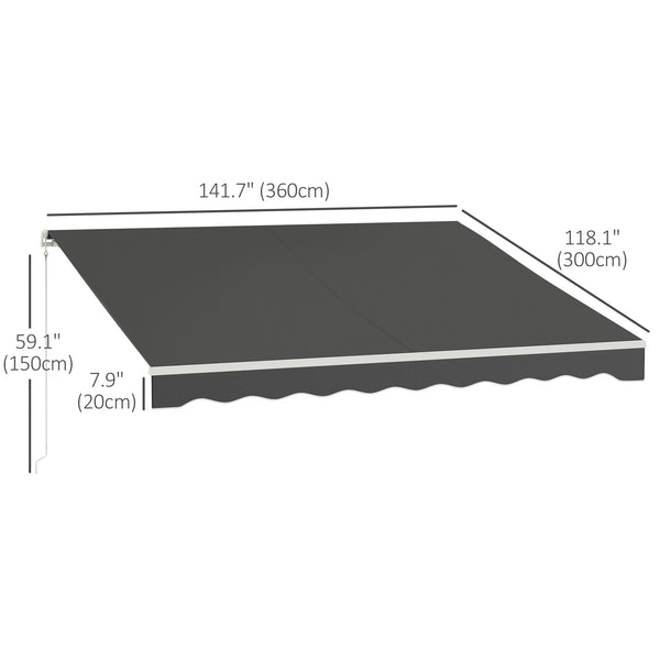 9.8 x 11.8 ft retractable electric awning with remote control, grey 