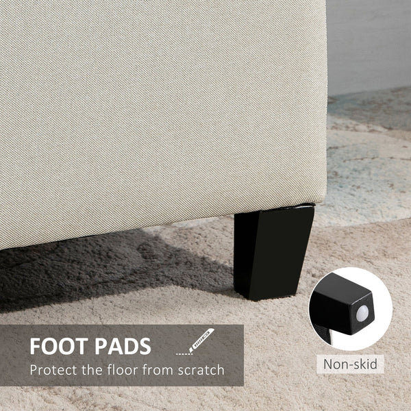 Rectangular upholstered entrance bench, beige