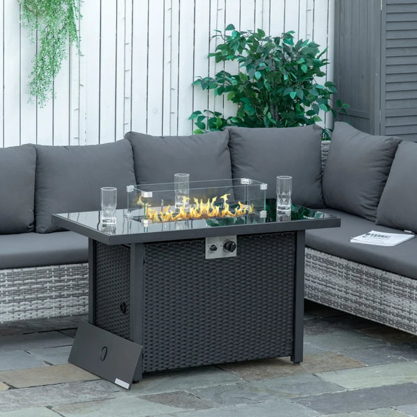 50,000 BTU Propane Fire Pit Table, Black