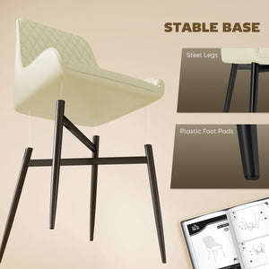 Set of 4 upholstered kitchen chairs, cream color.