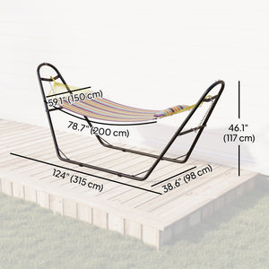Hammock with Stand, Heavy Duty Camping Hammock with Detachable Pillow and Spreader Bar, 264 lbs Capacity, Multicolor