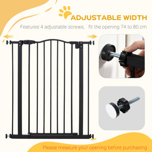 Extra tall dog gate with door, black