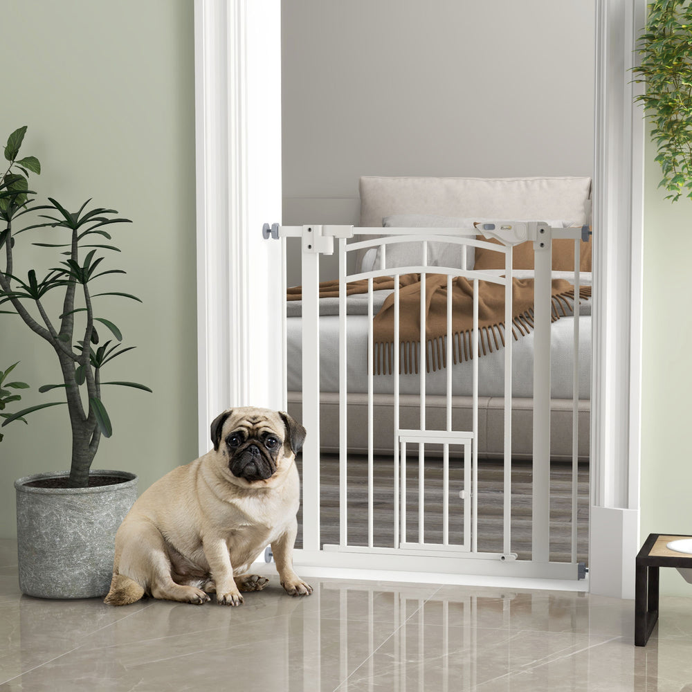 Self-closing pet gate, white