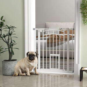 Self-closing pet gate, white