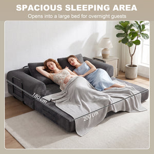 5-in-1 modular corduroy sofa bed, dark grey