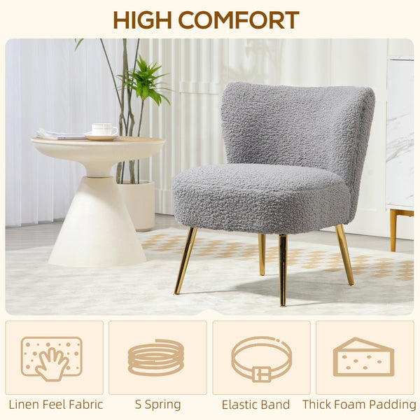 Living room armchair with soft padding and gold legs, anthracite gray