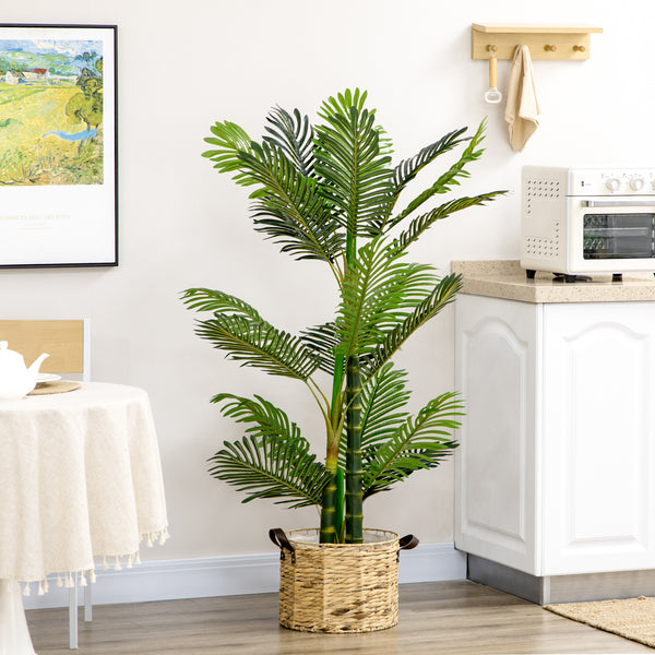 Artificial potted Areca palm tree with 21 leaves for indoor decoration, green