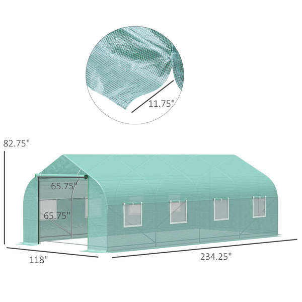 Outdoor greenhouse with 2 anchor points and stable structure, green
