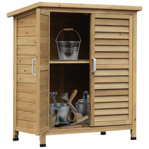 Wooden garden shed with 2 doors, natural