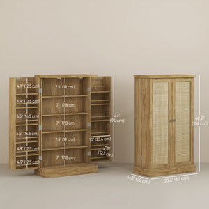 Rattan Storage Cabinet with 5-Tier Shelf and 12 Spice Racks