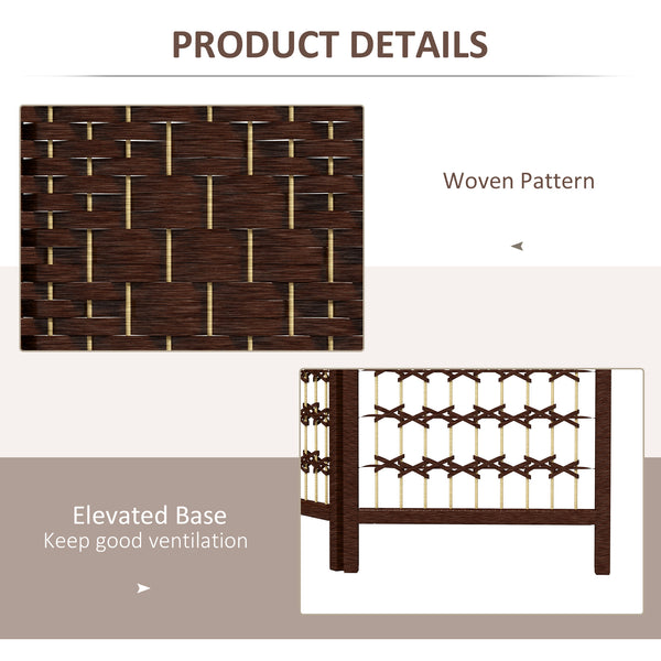 4-panel folding partition wall made of corrugated fiber, brown