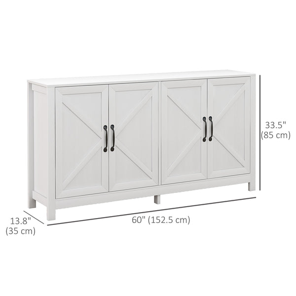Barn Door Buffet with Adjustable Shelf, White