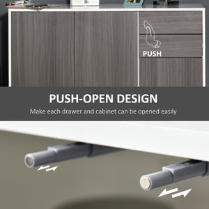 Modern Kitchen Buffet with Coffee Nook, Push-to-Open and 2 Drawers for Living Room, Light Grey